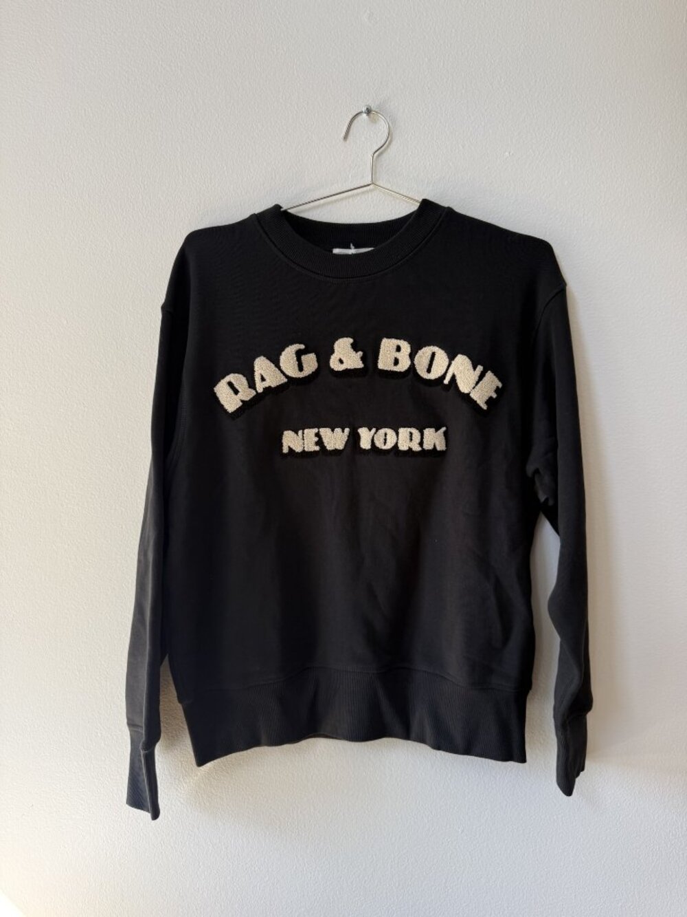 rag & bone RBNY Oversized Logo Sweatshirt Black S NWT